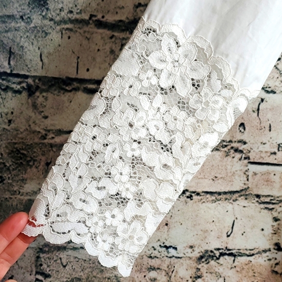 Sandro | Enja White Gypsy Boho Prairiecore Lace Trimmed Tea Dress - Picture 5 of 14